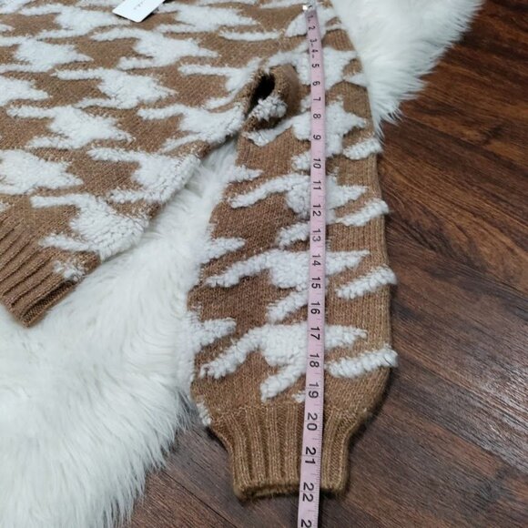 NWT Line & Dot Houndstooth Plush Sweater Pullover Winter Knit Brown Womens XS - Picture 8 of 12